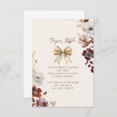 秋フローラボーガールベビーシャワーおむつラッフル エンクロージャーカード (正面/裏面)