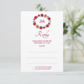 秋フローラモノグラム結婚リースの返信カード 出欠カード (スタンド正面)