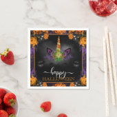 秋フローラユニコーン顔ハッピーハローウィン スタンダードカクテルナプキン (インサイチュ)