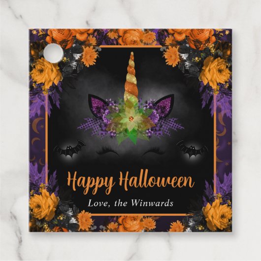 秋フローラユニコーン顔ハッピーハローウィン フェイバータグ (正面)