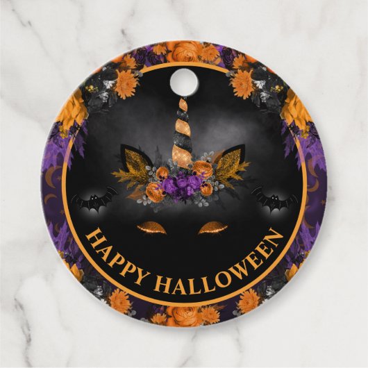 秋フローラユニコーン顔ハッピーハローウィン フェイバータグ (正面)