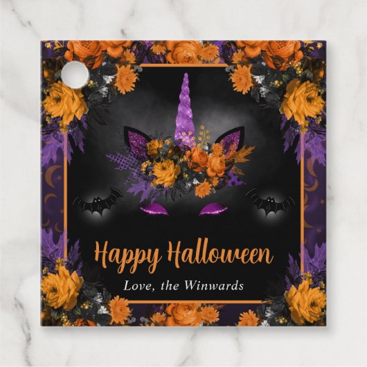 秋フローラユニコーン顔ハッピーハローウィン フェイバータグ (正面)