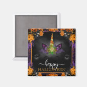 秋フローラユニコーン顔ハッピーハローウィン マグネット (正面/裏面)