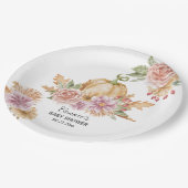 秋フローラリトルカボチャオンザウェイベイビーシャワー ペーパープレート (アングル)