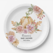 秋フローラリトルカボチャオンザウェイベイビーシャワー ペーパープレート (正面)