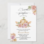 秋フローラリトルカボチャオンザウェイベイビーシャワー 招待状 (正面)