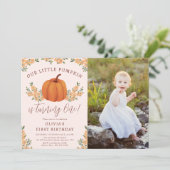 秋フローラリトルカボチャ女の子1stバースデーフォト 招待状 (スタンド正面)