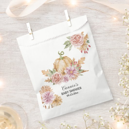 秋フローラリトルカボチャ赤ちゃんシャワー フェイバーバッグ (クリップ留めされた状態)