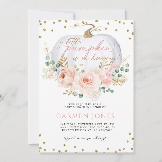 秋フローラリトルカンプキンベビーシャワー招待状 招待状 (正面)