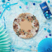 秋フローラリースカスタムカラー紙プレート ペーパープレート (パーティー)