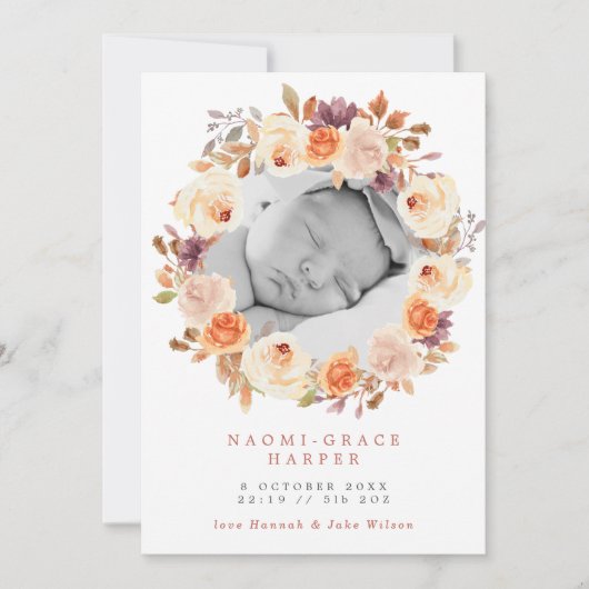 秋フローラリーステラコッタ&パープルフォト誕生 案内状 (正面)