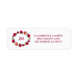 秋フローラリースモノグラムアドレス ラベル