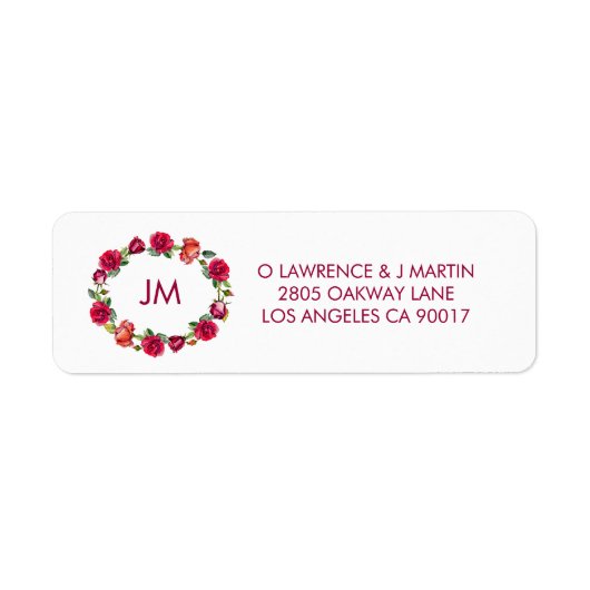 秋フローラリースモノグラムアドレス ラベル (正面)