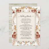 秋フローラレッドウォーター色マスタード葉詳細 招待状 (正面/裏面)