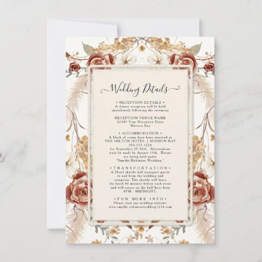 秋フローラレッドウォーター色マスタード葉詳細 招待状 (正面)