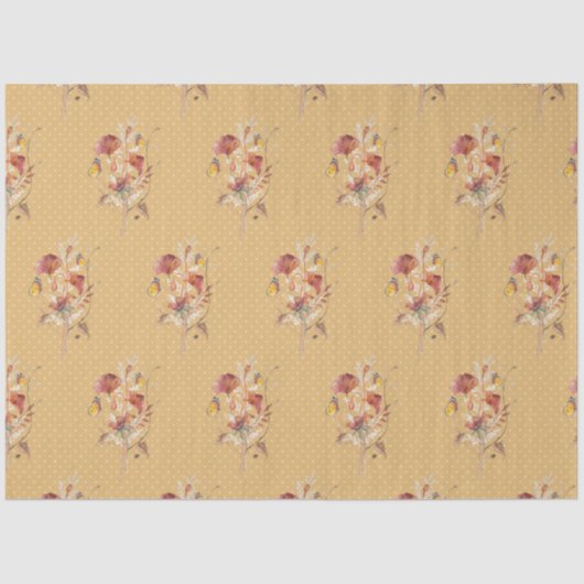 秋フローラワイルドフラワーバタフライマスタードデクページ 薄葉紙 (正面)