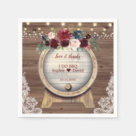 秋フローラワインバレルヴィン結婚ヤードI do Bbq スタンダードカクテルナプキン (正面)