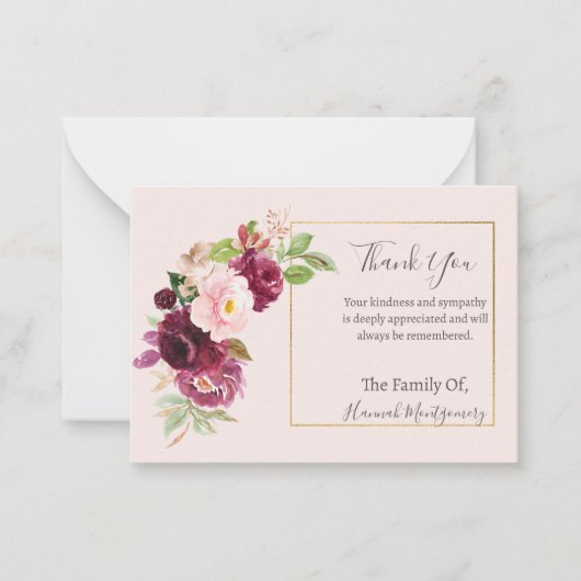 秋フローラ写真悔やみや弔慰葬式カード ノートカード (正面)