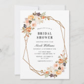 秋フローラ幾何学ブライダルシャワー 招待状 (正面)