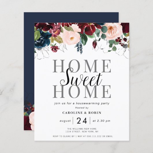 秋フローラ引っ越し祝いパーティーパーティの招待状 (正面/裏面)