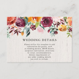 秋フローラ水の色ラスチッ結婚ク詳細 エンクロージャーカード