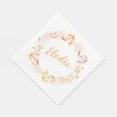 秋フローラ水彩リースボホパーソナライズされた スタンダードランチョンナプキン (角)