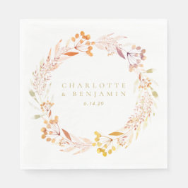 秋フローラ水彩リースボホパーソナライズされた スタンダードランチョンナプキン