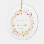 秋フローラ水彩リースボホパーソナライズされた セラミックオーナメント (左)