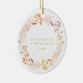 秋フローラ水彩リースボホパーソナライズされた セラミックオーナメント (右)