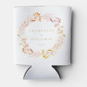 秋フローラ水彩リースボホパーソナライズされた 缶クーラー (正面)