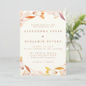 秋フローラ水彩リースボホ結婚ズ 招待状 (スタンド正面)