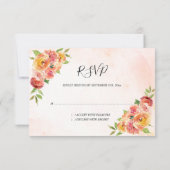 秋フローラ水彩幾何結婚色 出欠カード (裏面)