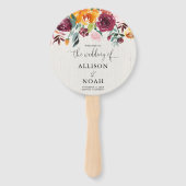 秋フローラ水彩素朴な結婚式プログラム ハンドファン (正面)