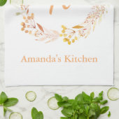 秋フローラ水彩防パーソナライズされた波名 キッチンタオル (折り畳み)