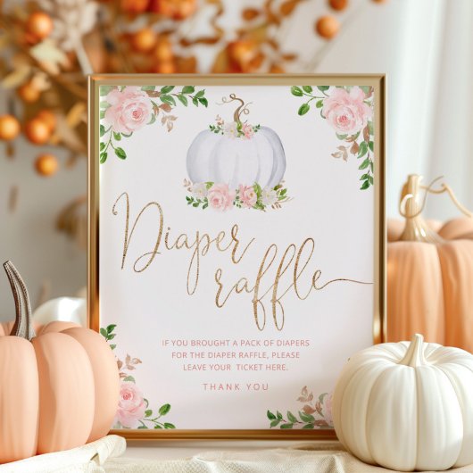 秋フローラ白金ゴールドかぼちゃおむつラッフル標識 ポスター