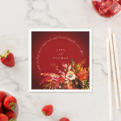 秋フローラ秋の赤の幸せな後結婚の スタンダードカクテルナプキン (インサイチュ)