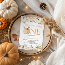 秋フローラ秋ベビーガールパーティー招待状