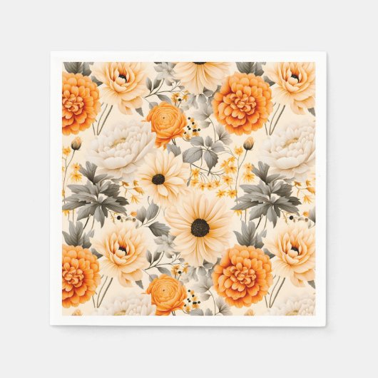 秋フローラ系列デザイン1 スタンダードカクテルナプキン (正面)