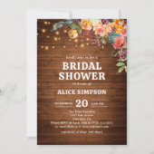 秋フローラ素朴ウッドブライダルシャワーの招待 招待状 (正面)
