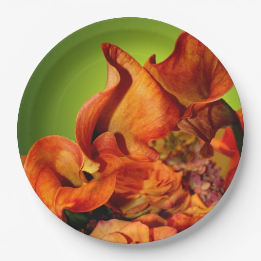 秋フローラ素朴秋結婚の取り決め ペーパープレート (正面)