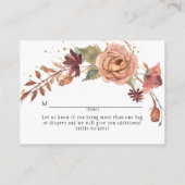 秋フローラ素朴BOHO水彩おむつラッフル エンクロージャーカード (裏面)