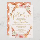 秋フローラ結婚と金ゴールドブライダルシャワーインビタ 招待状 (正面/裏面)