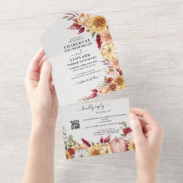 秋フローラ結婚のQrコードRsvp オールインワン招待状