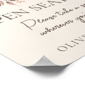 秋フローラ結婚アイボリーの開席標識 ポスター (角)