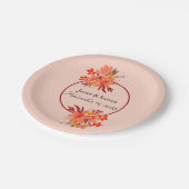 秋フローラ結婚オレンジ金ゴールドブラウン ペーパープレート (アングル)