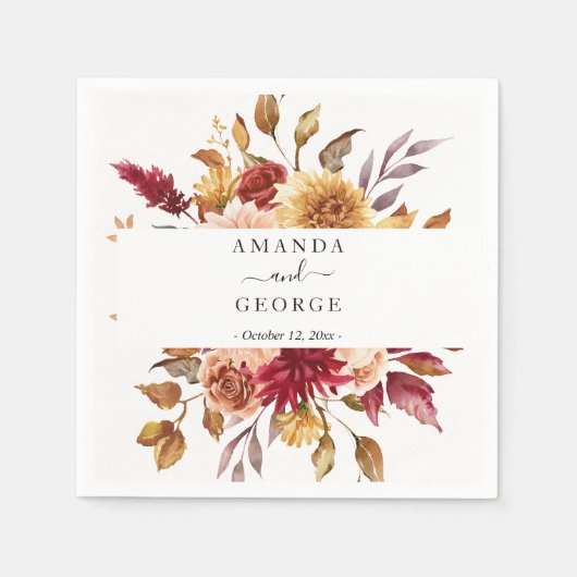 秋フローラ結婚カクテル スタンダードカクテルナプキン (正面)