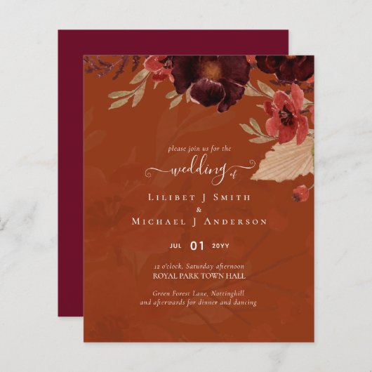 秋フローラ結婚ズスイートテラコッタブルガンディレッド (正面/裏面)