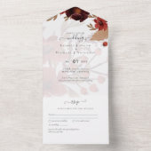 秋フローラ結婚ズスイートテラコッタブルガンディレッド オールインワン招待状 (内側)