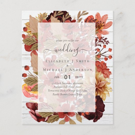秋フローラ結婚ズ – Burgundy Orange BUDGET チラシ (正面)