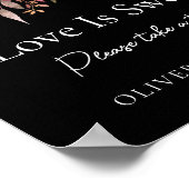 秋フローラ結婚ブラックの愛は甘いサイン ポスター (角)